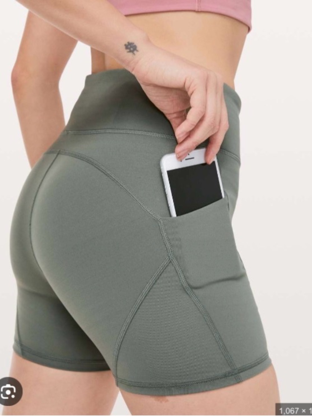 lululemon athletica Olive Green High-Rise Bike Shorts with Side Pocket